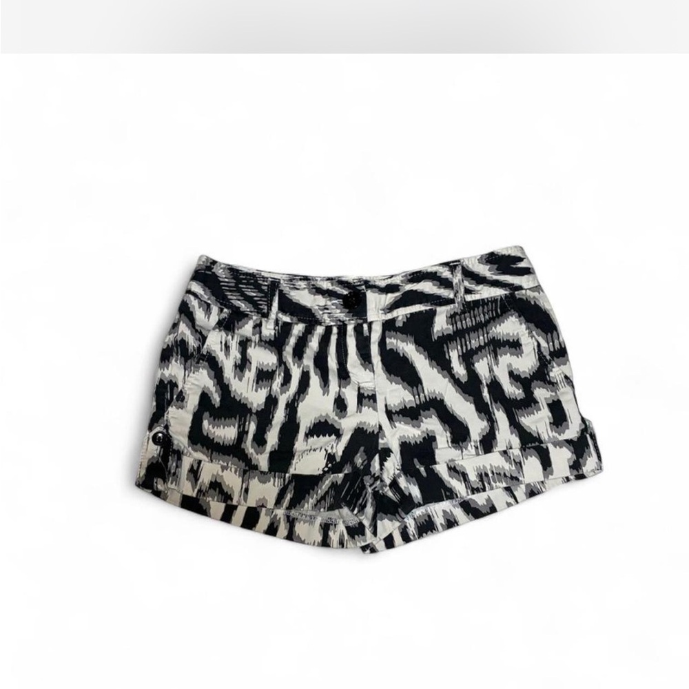 Express Black and White High Waist Animal-Print Shorts